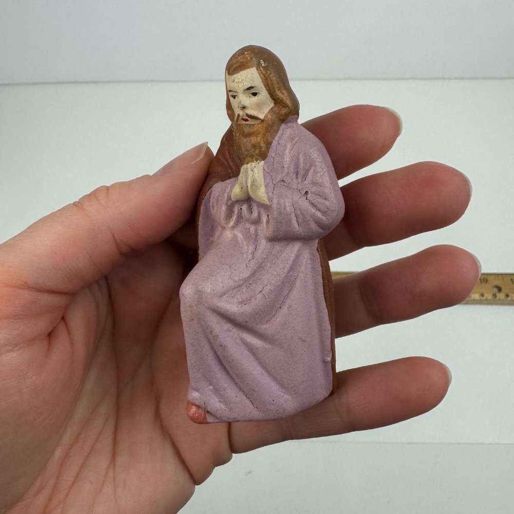 Vtg Nativity Manger Joseph‎ Christmas Replacement Paper Mache Delicate Germany